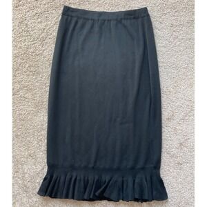 Ming Wang Skirt XS Maxi Stretch Knit Pull On Career Classic Ruffle Hem Witchy